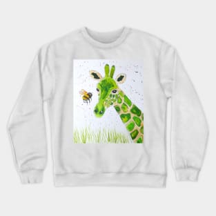 Cute Green Giraffe and a Bumble bee Crewneck Sweatshirt